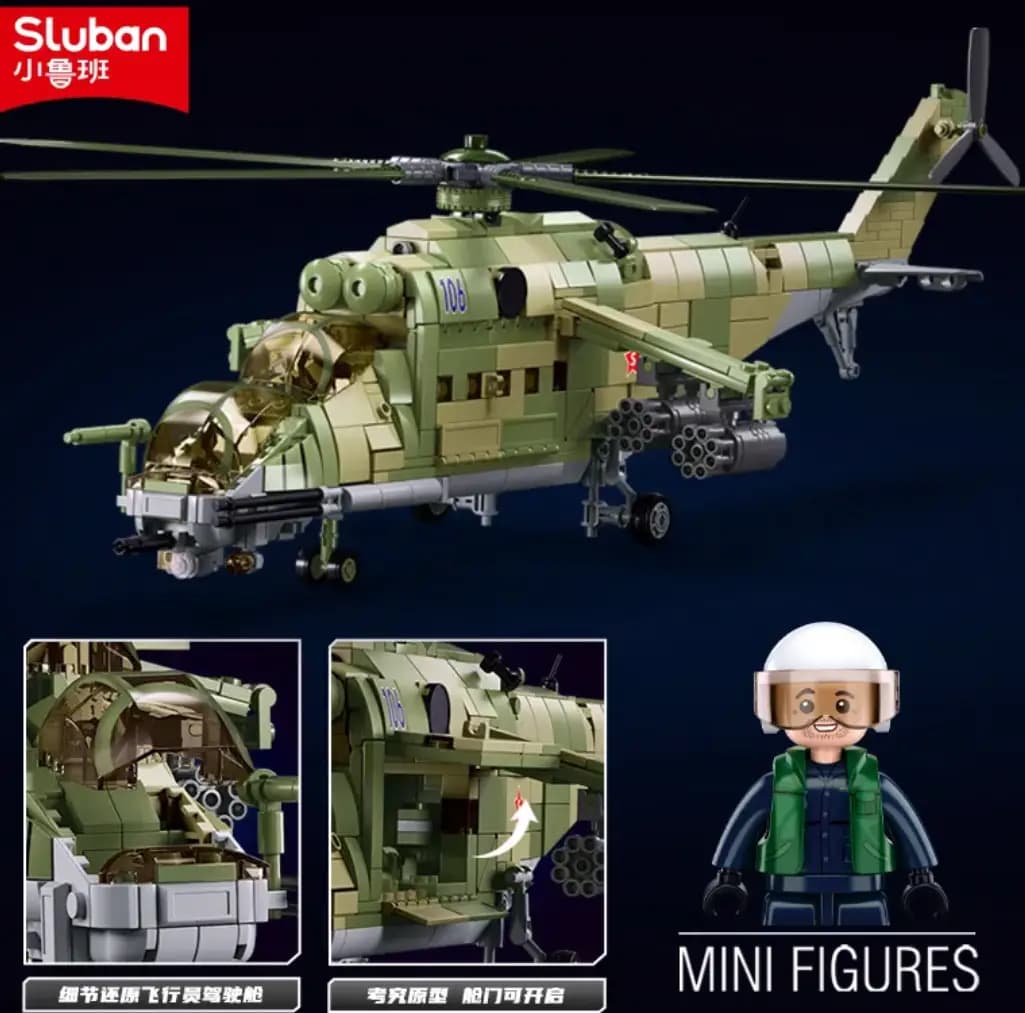 لگو هلیکوپتر ارتشی مدل MI-24S برند SLUBAN کد 381137 — تصویر ۱۰
