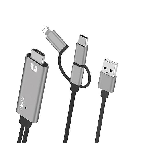 کابل تبدیل سه کاره HDMI به لایتنینگ/microUSB/USB-C اونتن 7537A — تصویر ۳