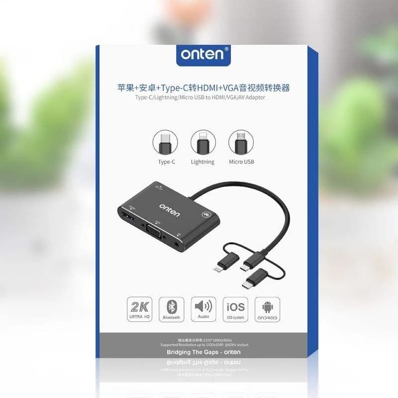 مبدل microUSB/ لایتنینگ/ USB-C به HDMI/VGA/AV اونتن مدل OTN-7585b — تصویر ۱۰