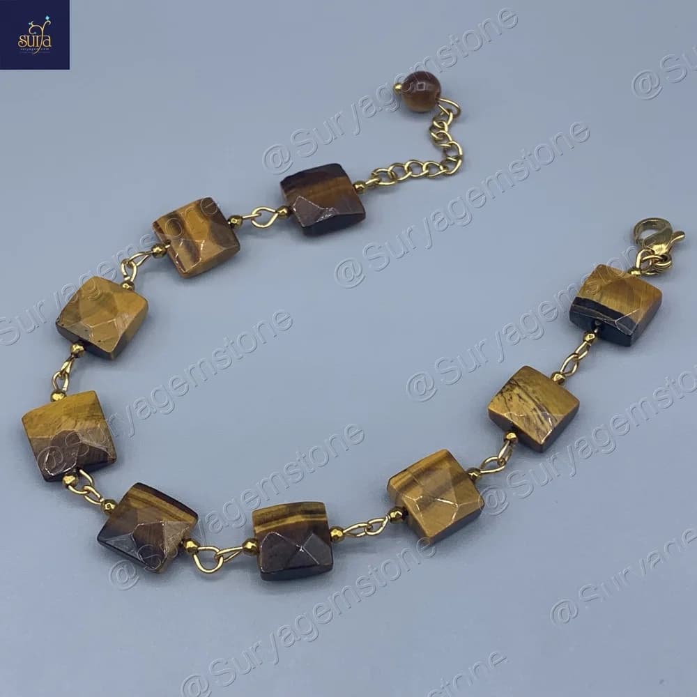 دستبند سنگی زنانه ، سنگ چشم ببر اصل و معدنی Shani Series — تصویر ۴