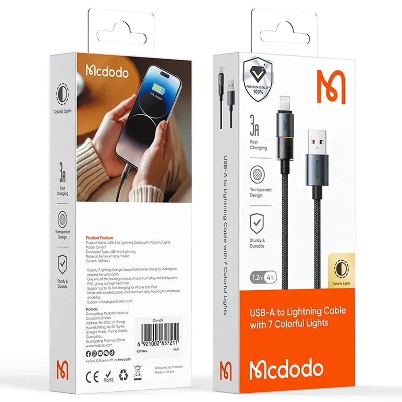کابل فستشارژ USB به لایتنینگ مکدودو 3 آمپر مدل CA-8170 — تصویر ۱۲