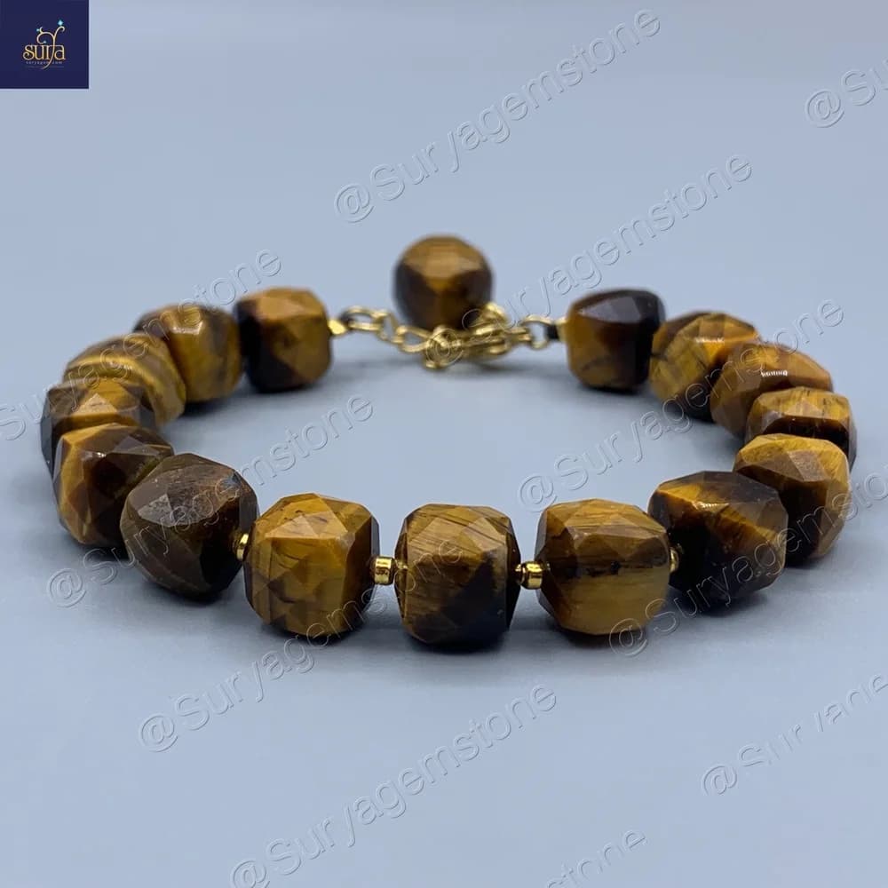 دستبند سنگ چشم ببر زنانه ، سنگی اصل و معدنی Shani Tiger — تصویر ۴