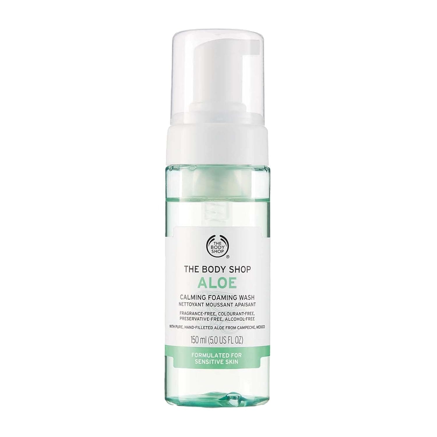فوم شستشو پوست حساس بادی شاپ مدل Aloe Calming حجم 150 میلی لیتر