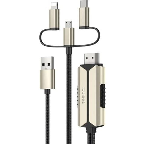کابل تبدیل Yesido HM14 Lightning/MicroUSB/Type-C to HDMI 2m — تصویر ۵