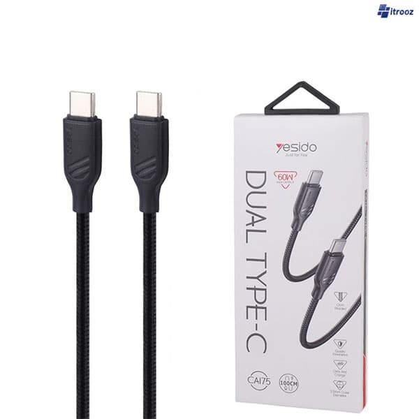 کابل شارژ دو سر تایپ سی یسیدو 60وات yesido ca175 — تصویر ۲