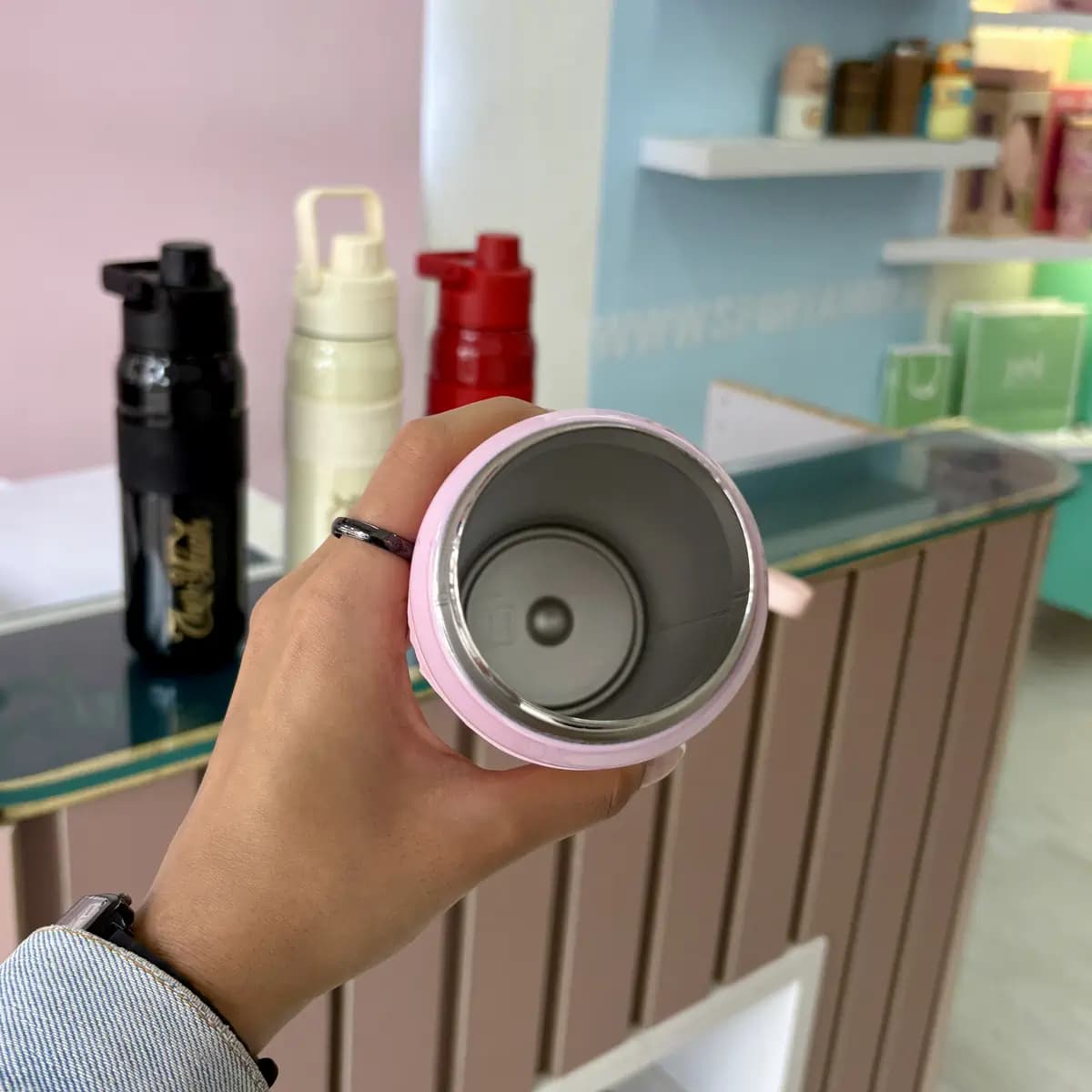 بطری استیل دور سیلیکونی اسپورت — تصویر ۳