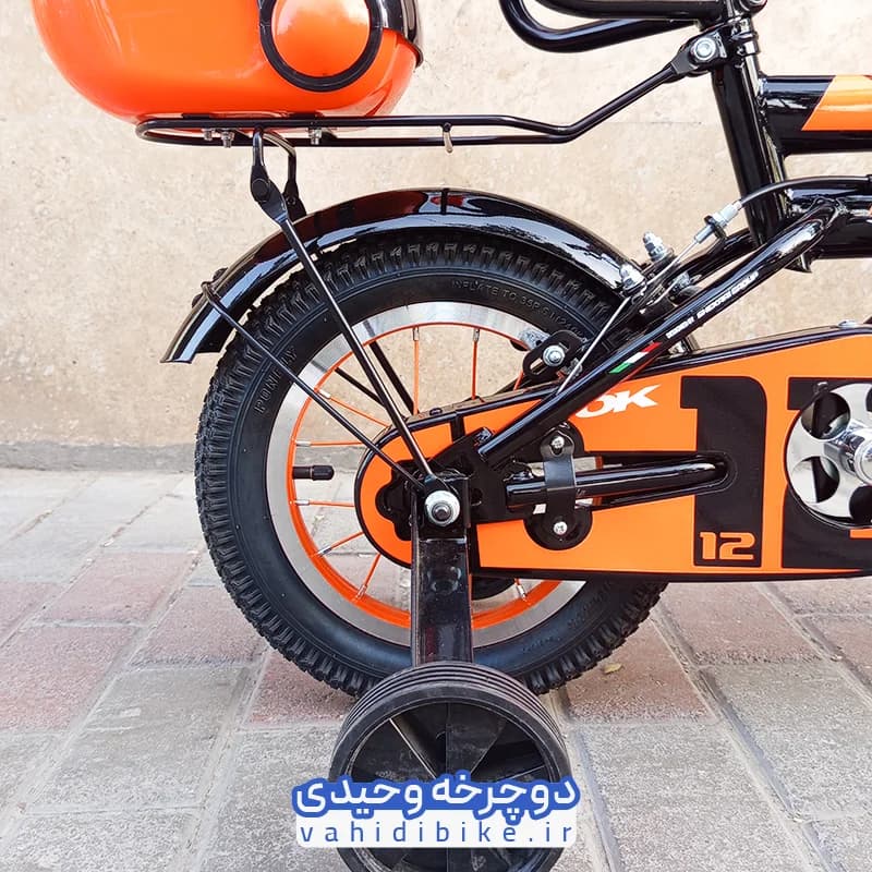 دوچرخه 12 اوکی مدل 140 | مشکی نارنجی — تصویر ۴