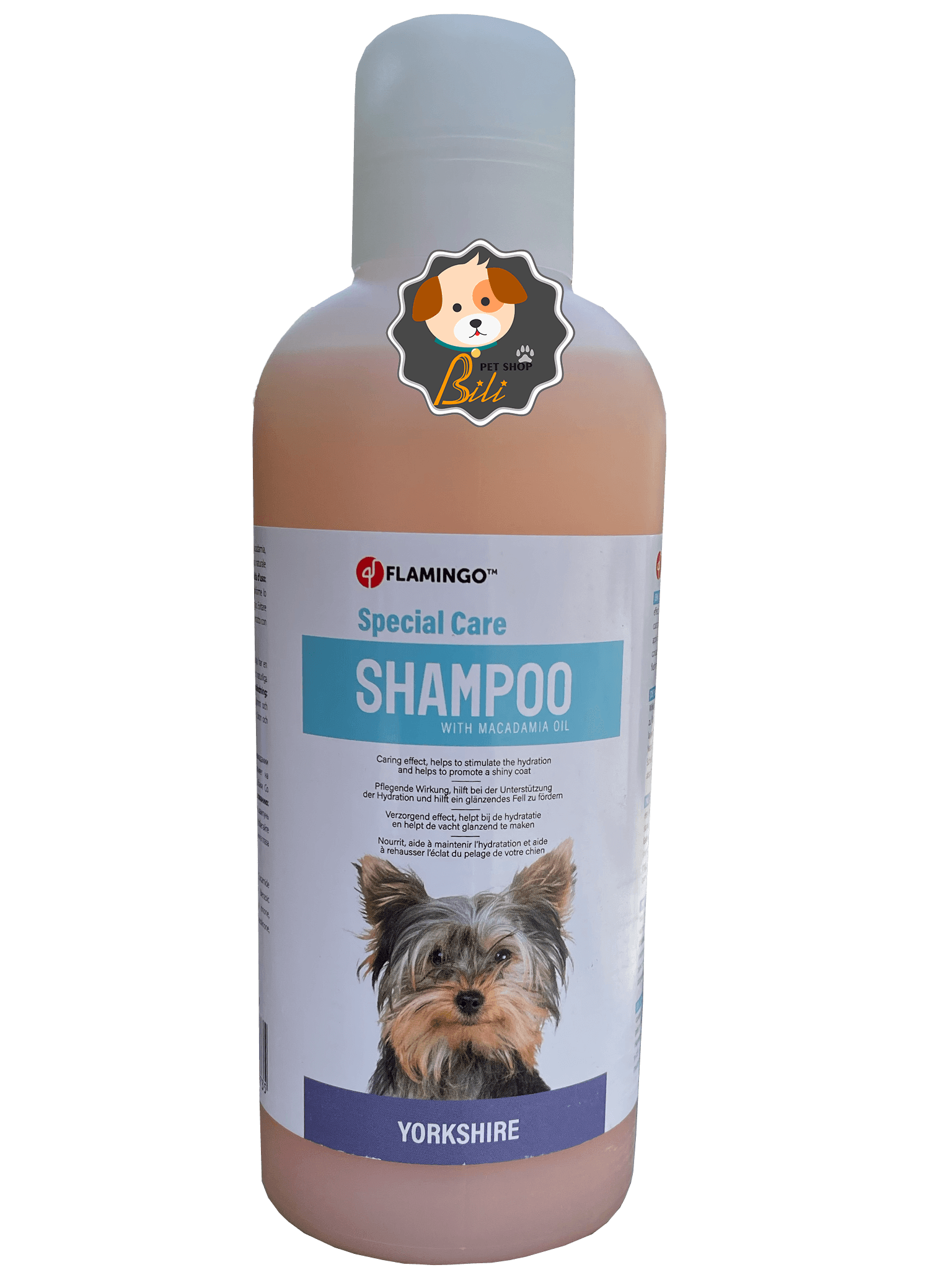 شامپو فلامینگو سگ یورکشایر ۱ لیتری ـ FLAMINGO SHAMPOO YORKSHIRE DOG WITH MACADAMIA OIL 1 LITER