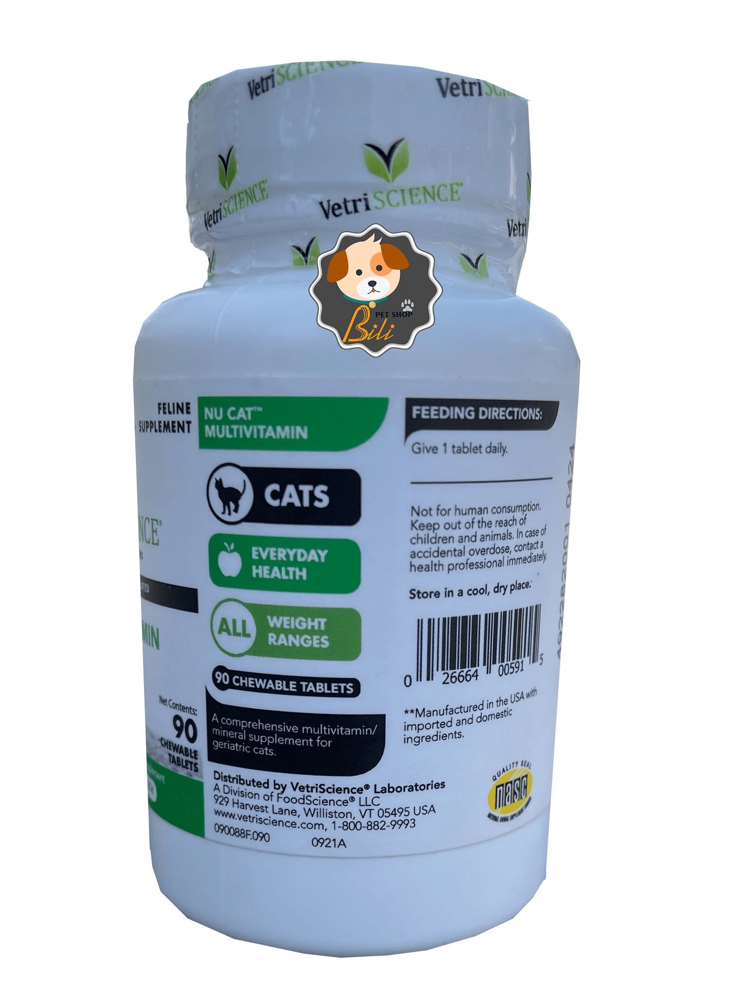 قرص مولتی ویتامین روزانه گربه وتری ساینس ۹۰ عددی ـ VETRISCIENCE MULTIVITAMIN FOR CAT 90 PCS — تصویر ۳