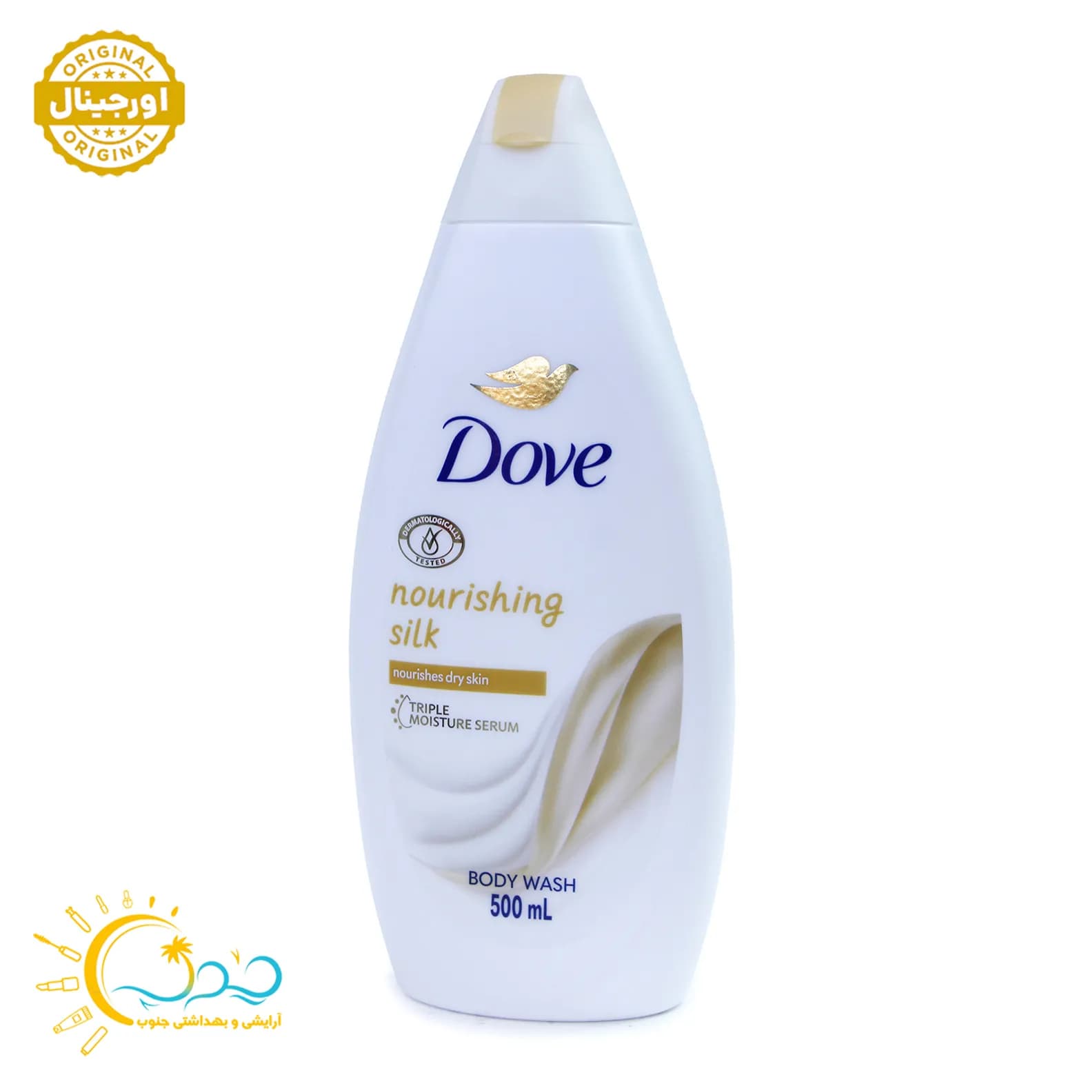 شامپو بدن داو Dove مدل Nourishing Silk حاوی عصاره ابریشم 500 میل