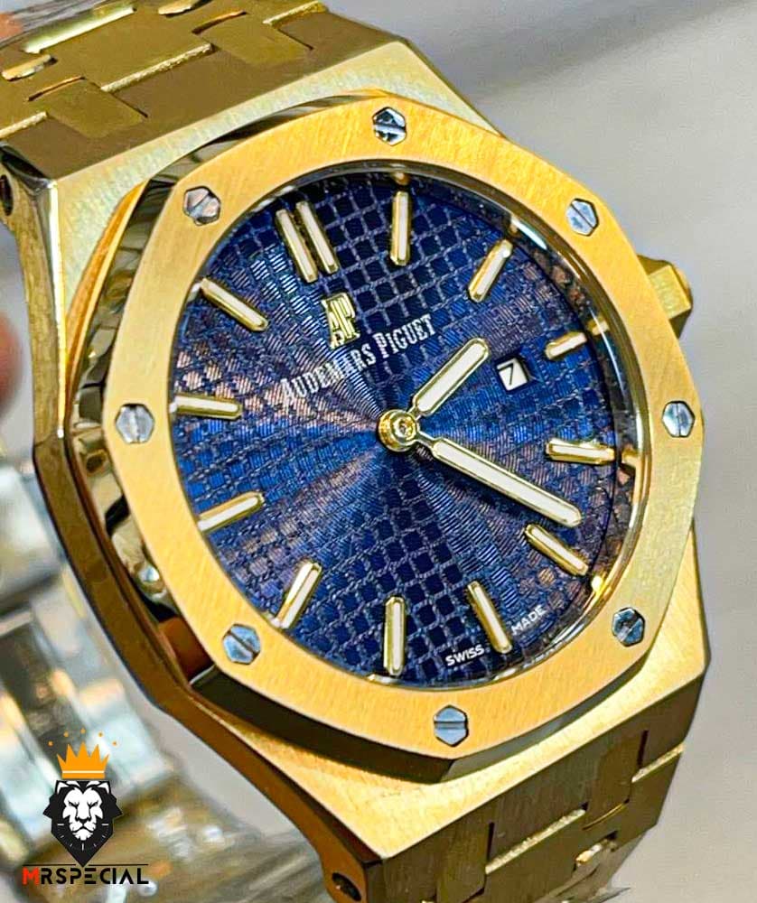 ساعت ست اودمار پیگه مردانه و زنانه باتری طلایی صفحه ابی 2215 AUDEMARS PIGUET ROYAL — تصویر ۵