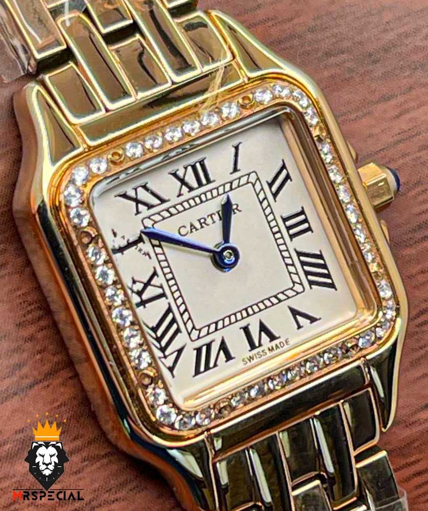 ساعت مچی زنانه کارتیه پنتر رزگلد قاب نگین سایز اسمال CARTIER PANTHRE 2531 — تصویر ۹