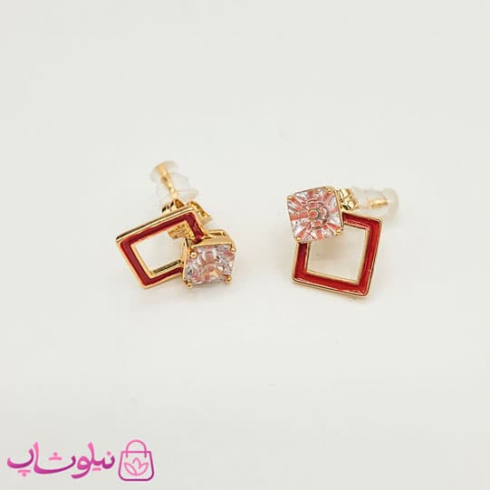 گوشواره میخی دخترانه ژوپینگ قرمز کد 694 — تصویر ۳