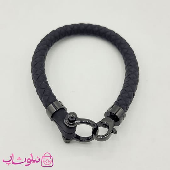 دستبند امگا رابر مشکی قفل مشکی مردانه زنانه کیفیت مستر کد 650 — تصویر ۸