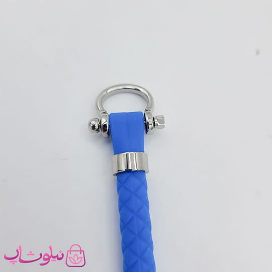 دستبند امگا رابر آبی با قفل نقره ای مردانه زنانه کیفیت مستر کد 1100 — تصویر ۱۱