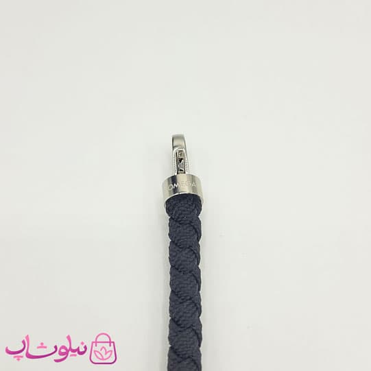 دستبند امگا برزنتی یا کنفی مشکی مردانه با قفل نقره ای کیفیت مستر کد 1100 — تصویر ۷