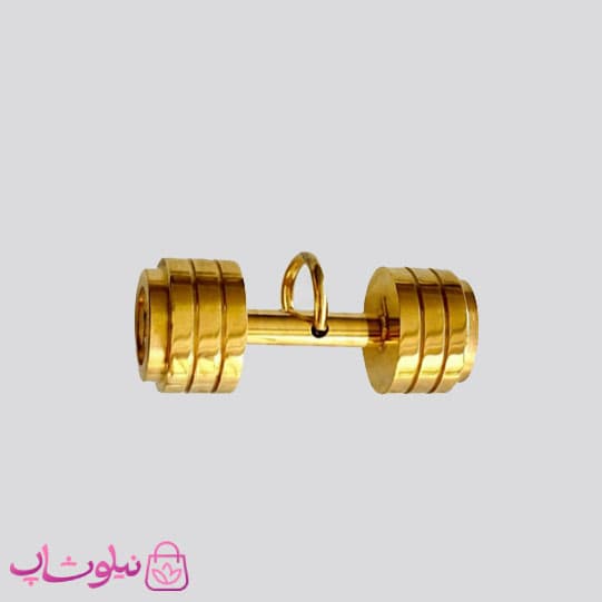 گردنبند اسپرت مدل دمبل ورزشی طلایی استیل (اندازه پلاک درشت) کد 250 — تصویر ۲