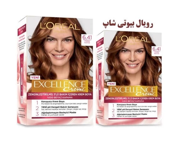 کیت رنگ موی EXCELLENCE شماره 6.41 قهوه ای فندقی – بسته 2 عددی — تصویر ۶
