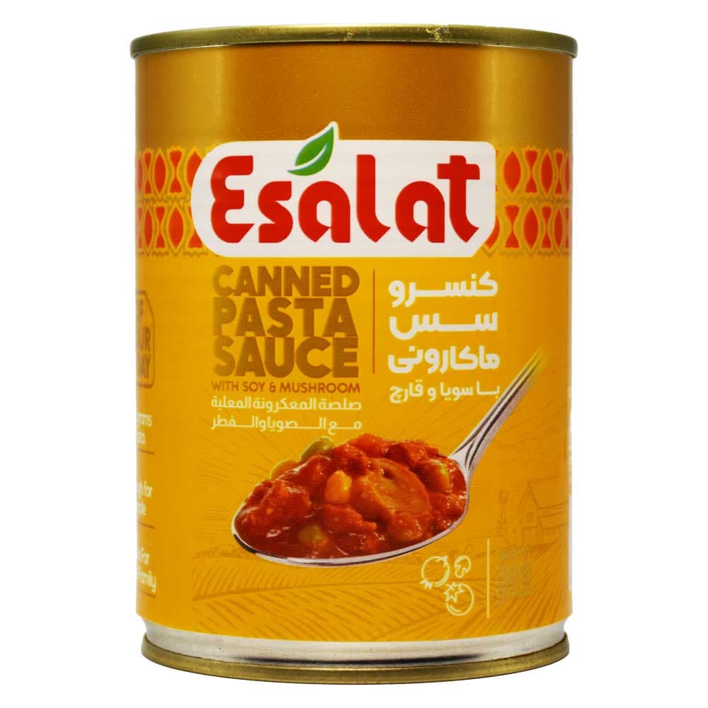 کنسرو سس ماکارونی با سویا و قارچ اصالت ESALAT وزن 380 گرم — تصویر ۲