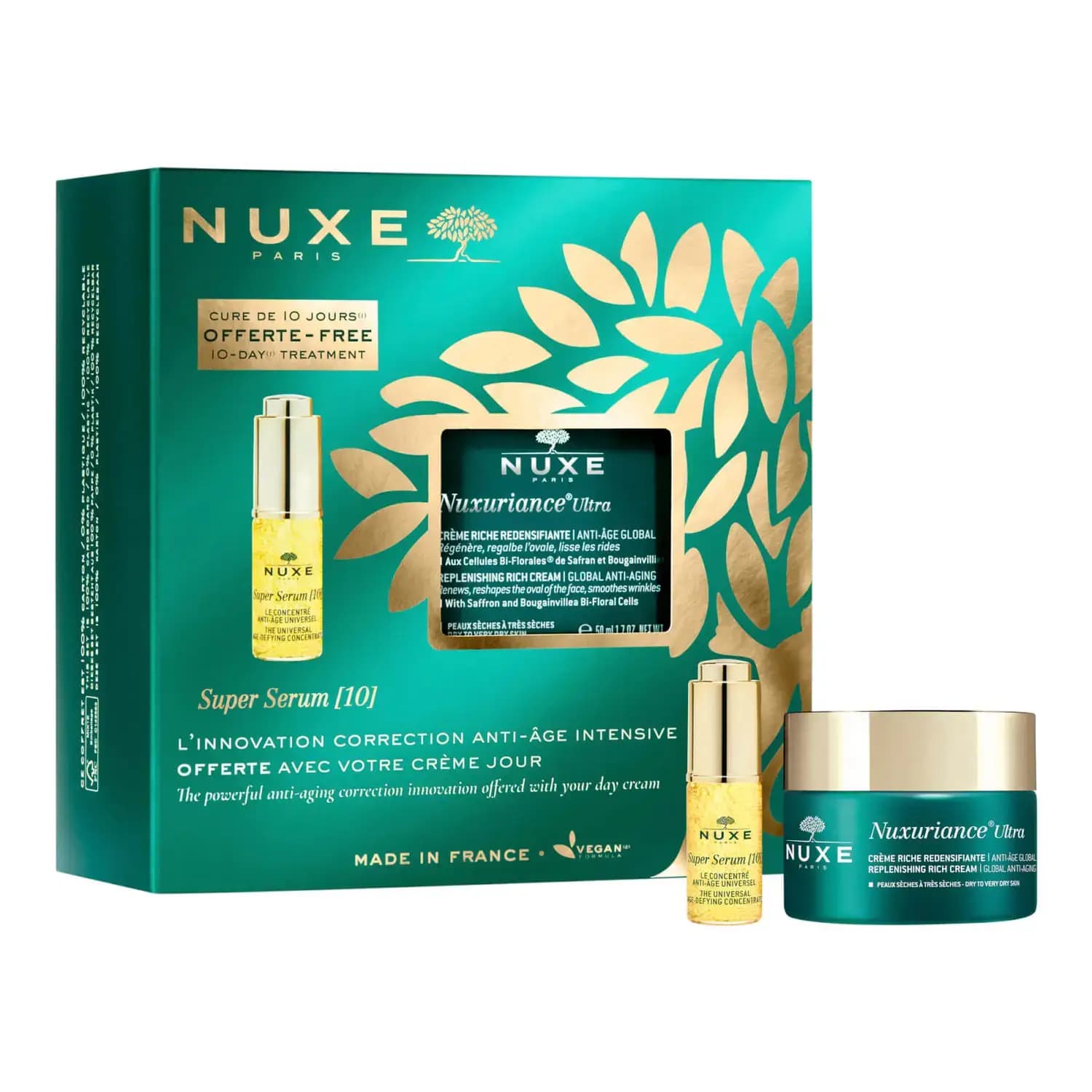 پک کرم ضد پیری نوکس مدل Nuxuriance Ultra مناسب پوست خشک و سرم ضدپیری نوکس Super Serum10 بسته 2 عددی — تصویر ۶