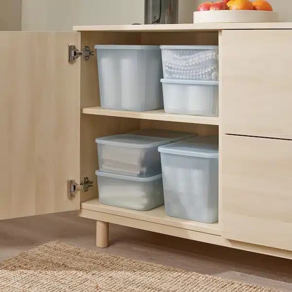باکس درب دار طوسی-آبی روشن شفاف ایکیا RYKTA حجم 3.5 لیتر، ابعاد 18x24x12 سانتیمتر — تصویر ۱۲