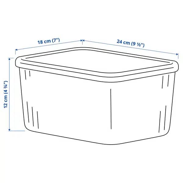 باکس درب دار طوسی-آبی روشن شفاف ایکیا RYKTA حجم 3.5 لیتر، ابعاد 18x24x12 سانتیمتر — تصویر ۵