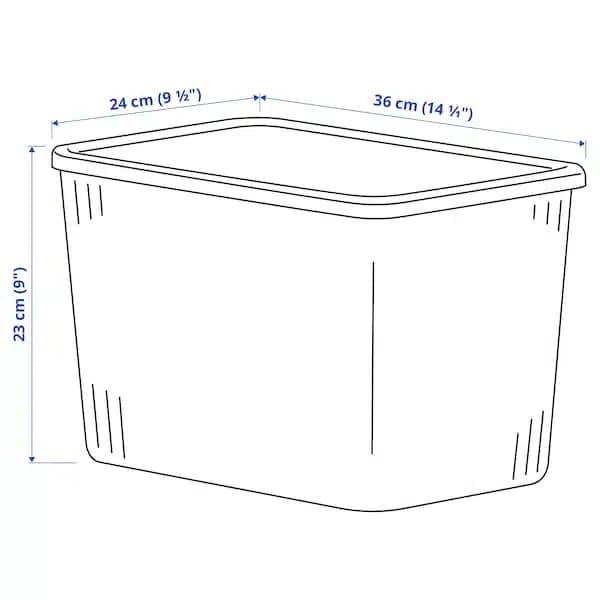 باکس درب دار طوسی-آبی روشن شفاف ایکیا RYKTA حجم 14.5 لیتر، ابعاد 24x36x23 سانتیمتر — تصویر ۶
