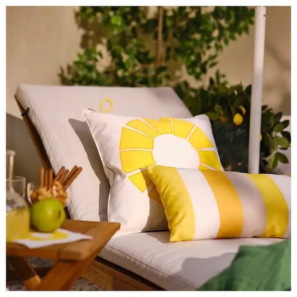 کاور کوسن زرد/سفید ایکیا BROGGAN سایز 50×50 سانتیمتر — تصویر ۳