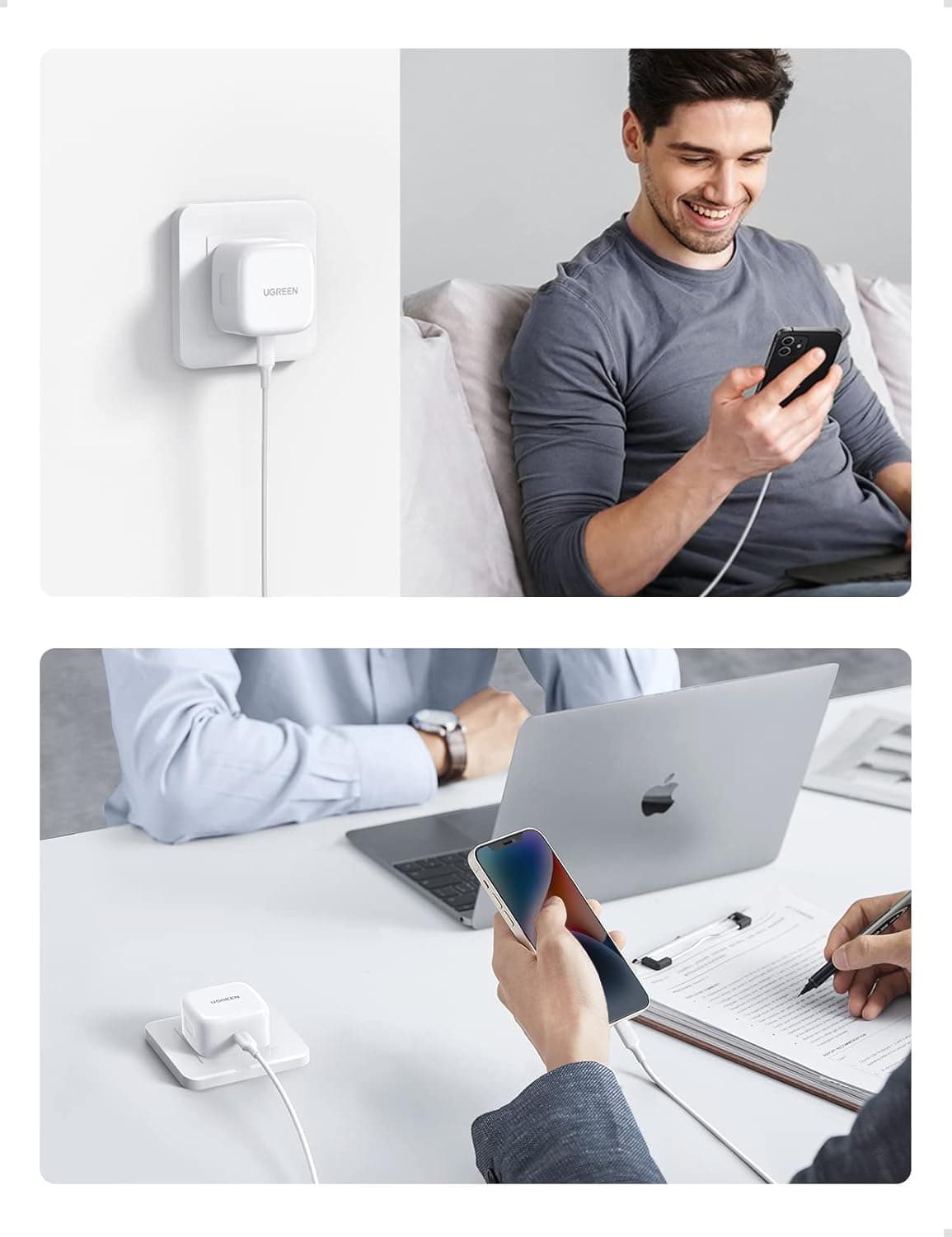 آداپتور 20 وات یوگرین با کابل تایپ سی به لایتنینگ ugreen CD137 usb-c charger — تصویر ۷