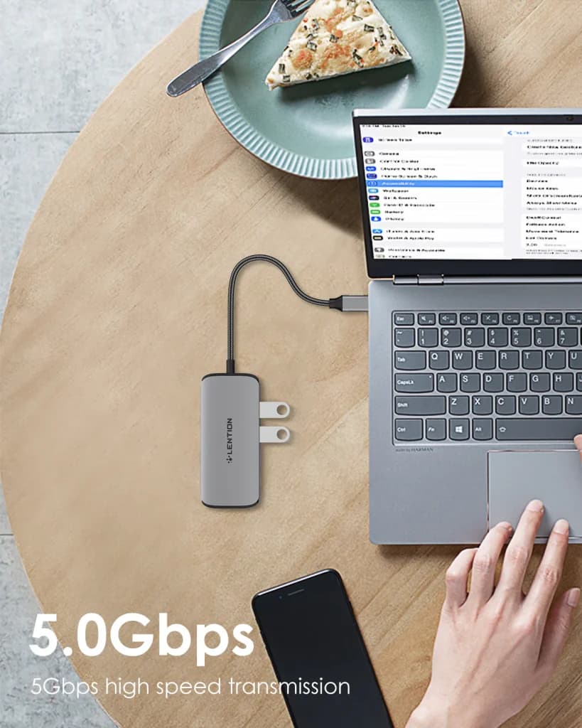 هاب 8 پورت لنشن LENTION C48 USB-C 8 in 1 Hub with 4K HDMI — تصویر ۴