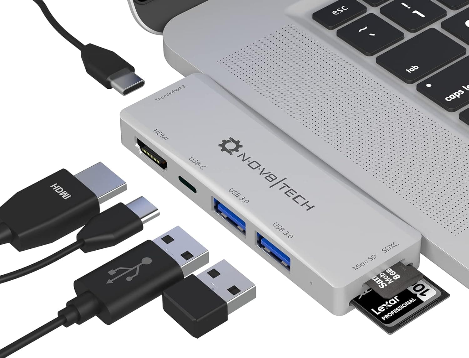 هاب 7 پورت مخصوص مک بوک NOV8Tech Mini USB C Hub 7 in 2 macbook — تصویر ۱۲