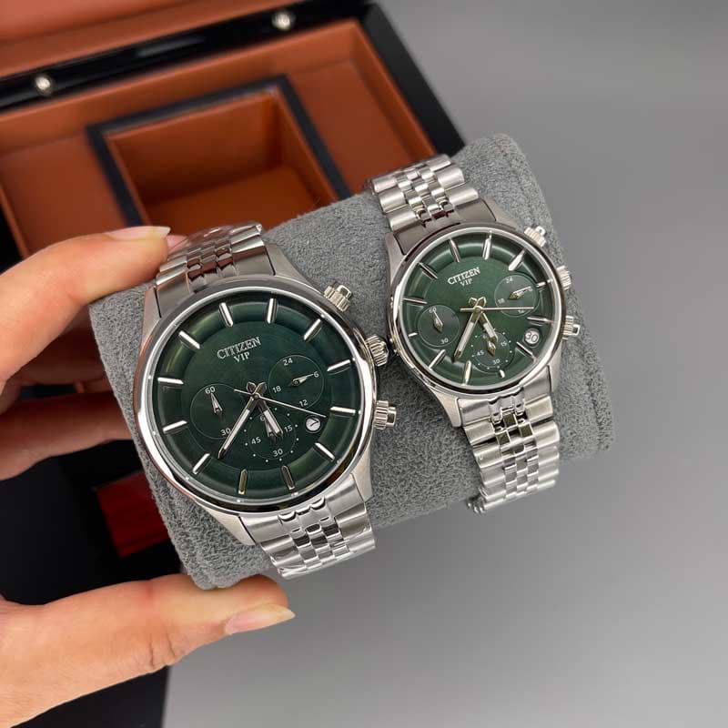 ساعت مچی ست سیتیزن VIP سیلور صفحه سبز Citizen VIP 5548 — تصویر ۴