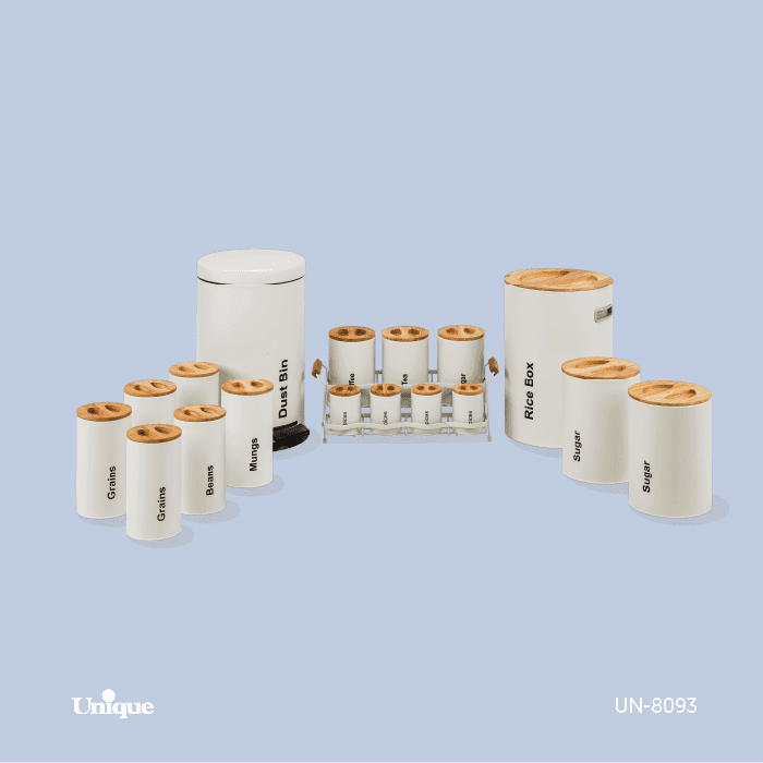 سرویس آشپزخانه 18 نباتی سنباده ای درب چوبی یونیک کد UN-8093 — تصویر ۲