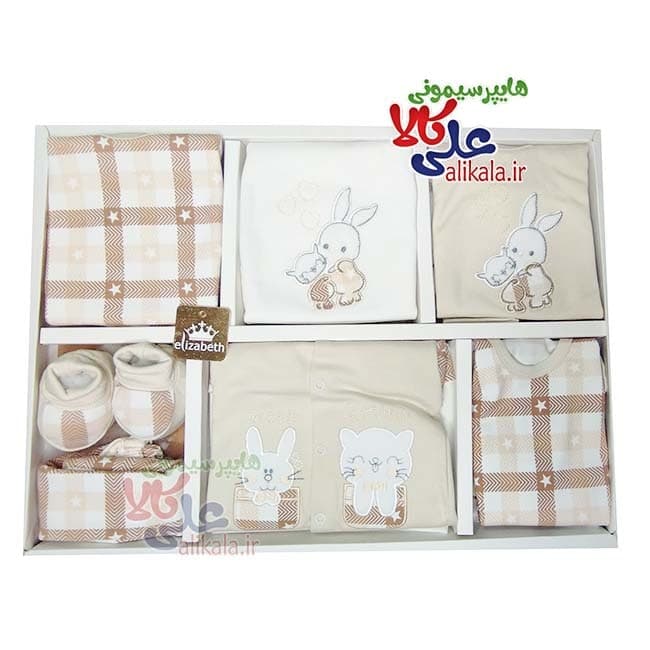 ست نوزادی ۱۹ تکه الیزابت طرح خرگوش و گربه