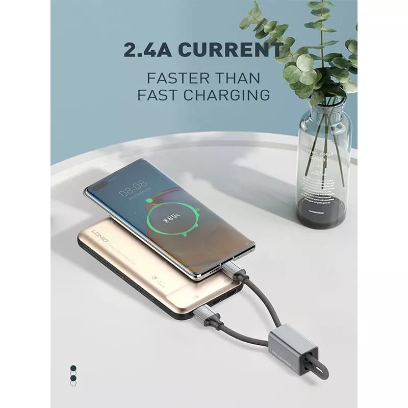 کابل کوتاه تایپ سی فست شارژ Ldnio LC98 2.4A 25cm — تصویر ۹