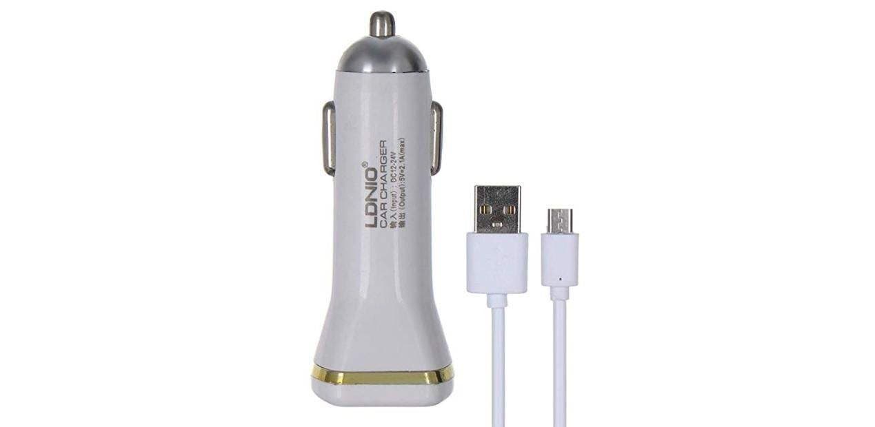 شارژر فندکی الدینیو مدل DL-219 به همراه کابل تبدیل microUSB