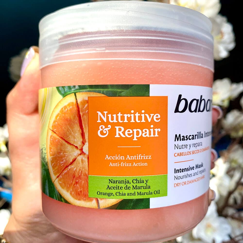 ماسک مغذی و ترمیم کننده مو باباریا babaria مدل Nutritive & Repair مناسب موهای خشک و آسیب دیده حجم 400 میل — تصویر ۴