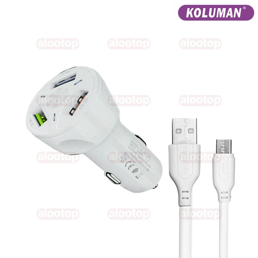 شارژر فندکی کلومن مدل KC-C110 همراه با کابل microUSB — تصویر ۳
