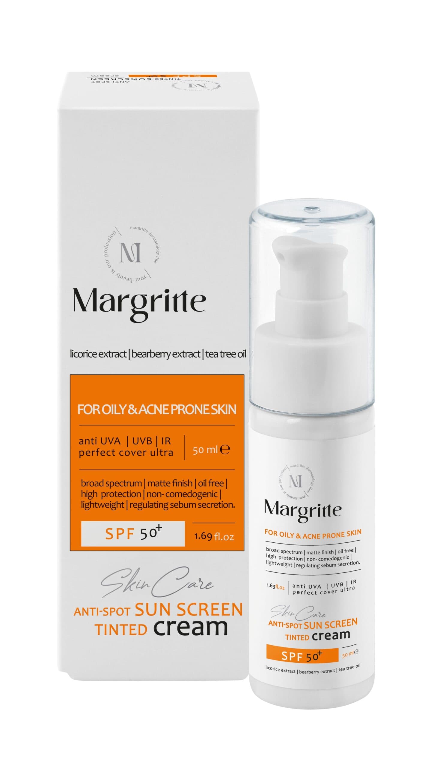 کرم ضدآفتاب و روشن کننده (بژروشن) حجم 50 میلی لیتر SPF 50+ مارگریت — تصویر ۲