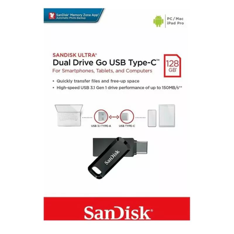 فلش مموری سن دیسک مدل Ultra Dual Drive Go ظرفیت 128 گیگابایت | SANDISK — تصویر ۹