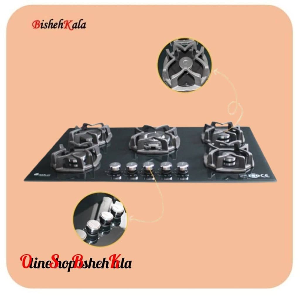 اجاق گاز صفحه ای 5 شعله مدل G05NL – C9B کد(96)