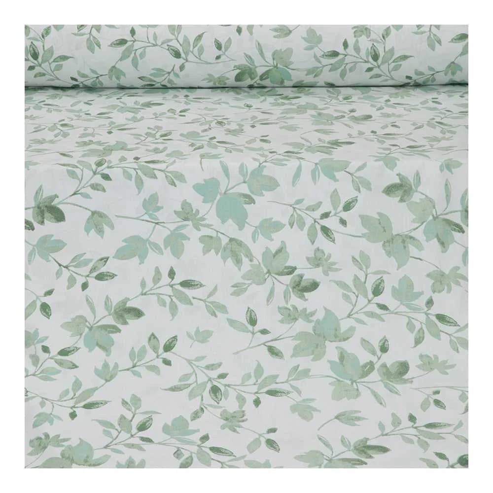 پارچه ملحفه ای سفید و سبز فیلور نخ پنبه عرض 2.40 مدل پریسا — تصویر ۹