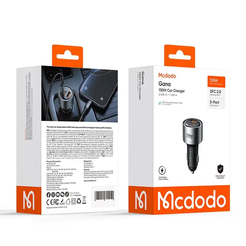 شارژر فندکی 130 وات مک دودو مدل Mcdodo CC-319 — تصویر ۱۱
