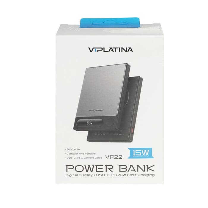 پاوربانک وایرلس 15W وی آی پلاتینا VIPLATINA VP22 ظرفیت 5000 میلی آمپر ساعت — تصویر ۳