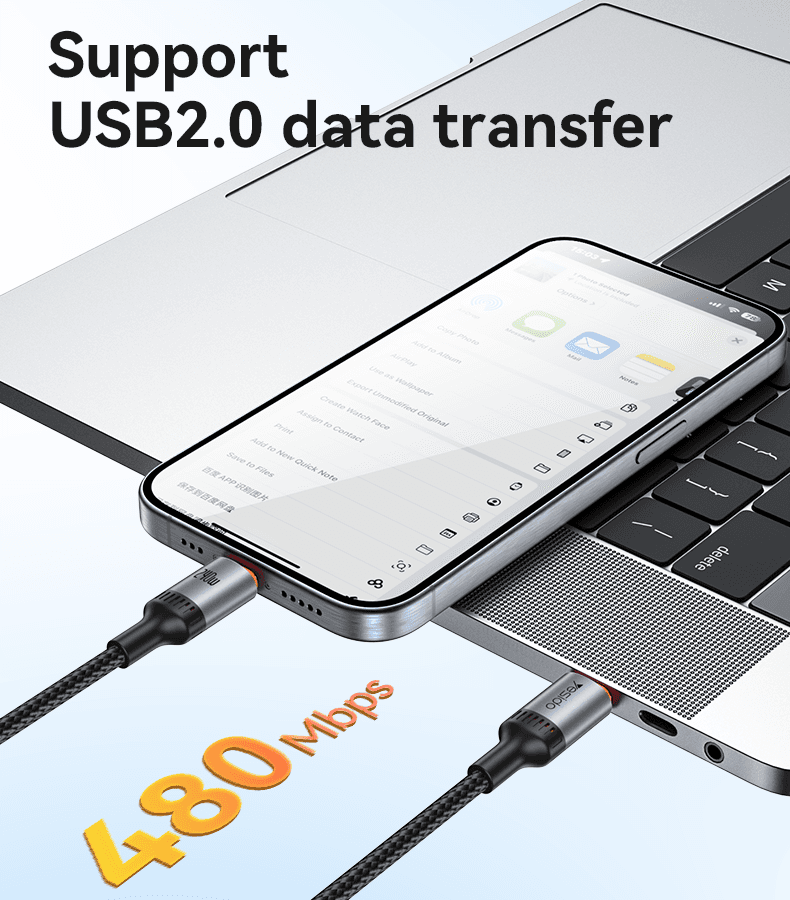 کابل دوسر تایپسی یسیدو YESIDO CA186 طول 2 متر 240W — تصویر ۴