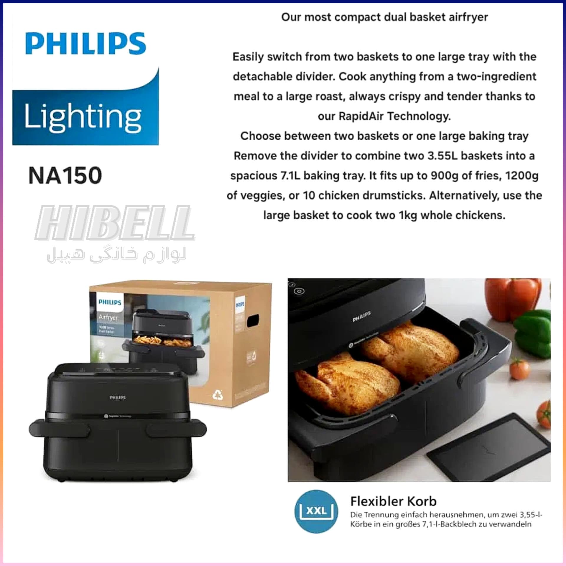 سرخ کن دوقلو بدون روغن فیلیپس PHILIPS مدل NA 150 — تصویر ۵