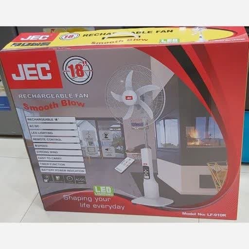 پنکه شارژی و برقی JEC ریموت دار 5 پره 18 اینچ مدل 910