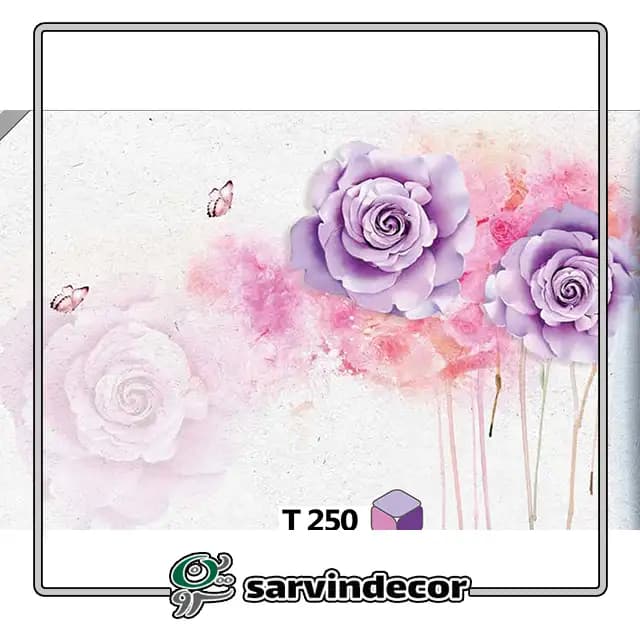 پرده زبرا سه بعدی مدل گل بنفش کد T250 — تصویر ۷