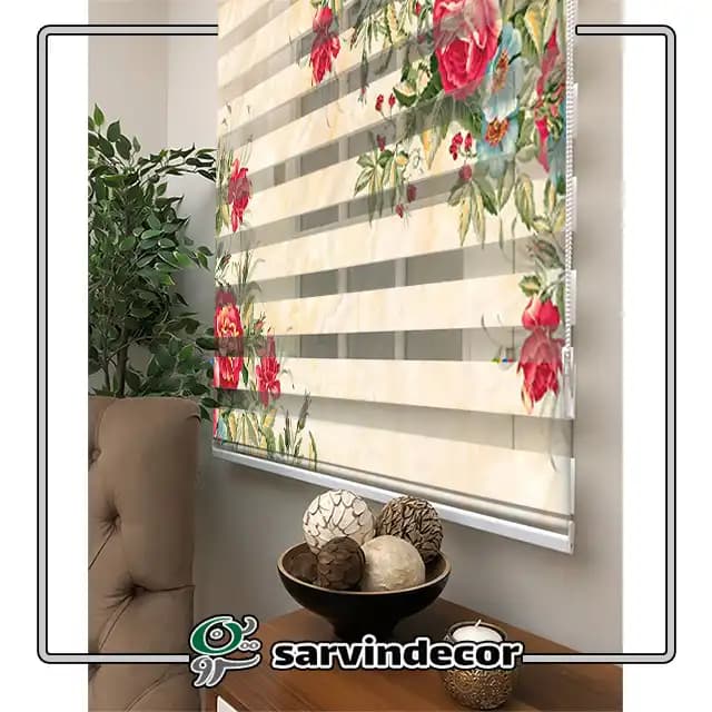 پرده زبرا سه بعدی گل قرمز کد T236 — تصویر ۵