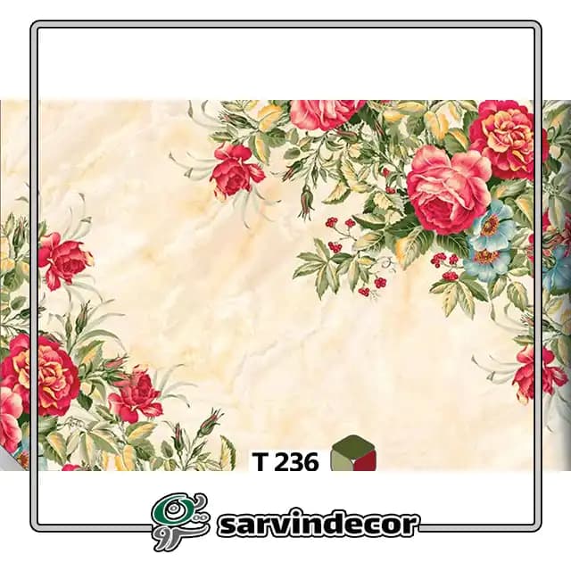 پرده زبرا سه بعدی گل قرمز کد T236 — تصویر ۴